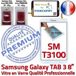 Vitre à Blanc Prémonté Verre Samsung Blanche en 3 SM Tactile SM-T3100 Assemblée 8 T3100 TAB3 coller Qualité inch TAB PREMIUM Supérieure Ecran Galaxy
