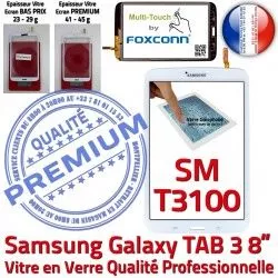 Blanc Ecran Supérieure inch 3 TAB Qualité SM SM-T3100 Samsung Tactile coller 8 Assemblée Verre Galaxy TAB3 T3100 Prémonté PREMIUM à en Vitre Blanche