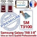 Galaxy SM-T3100 TAB3 Blanche PREMIUM 8 en Ecran Verre Coller Assemblée Prémonté pouce Tactile Samsung Qualité Supérieure à Vitre