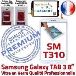 Prémonté Vitre TAB3 Galaxy Ecran 3 Qualité SM Assemblée T310 Supérieure en SM-T310 TAB Tactile Verre PREMIUM Coller Samsung Blanche 8 à