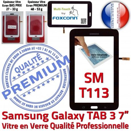 SM-T113 LITE Tab3 Noire Samsung T113 Ecran Tactile TAB3 Adhésif Noir Galaxy SM Supérieure PREMIUM Qualité Verre LCD Vitre Prémonté Assemblée en