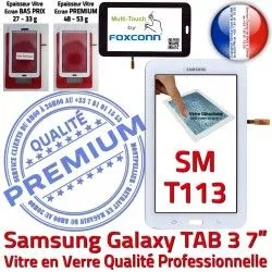 Blanc Tactile Ecran Galaxy Supérieure SM-T113 Prémonté T113 LCD Assemblée TAB3 LITE Adhésif en Qualité Samsung Tab3 SM Vitre Blanche Verre PREMIUM