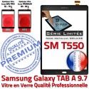 Adhésif Prémonté Precollé Tablet Vitre Noire Qualité Métallique Samsung Ecran TAB-A Galaxy Assemblé PREMIUM Verre Tactile Assemblée SM-T550 9.7 Noir