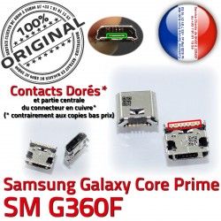 Galaxy de Dorés souder Pins MicroUSB Connector Prime Samsung Dock charge à Chargeur ORIGINAL Prise Fiche USB SM Core Micro Qualité SM-G360F G360F