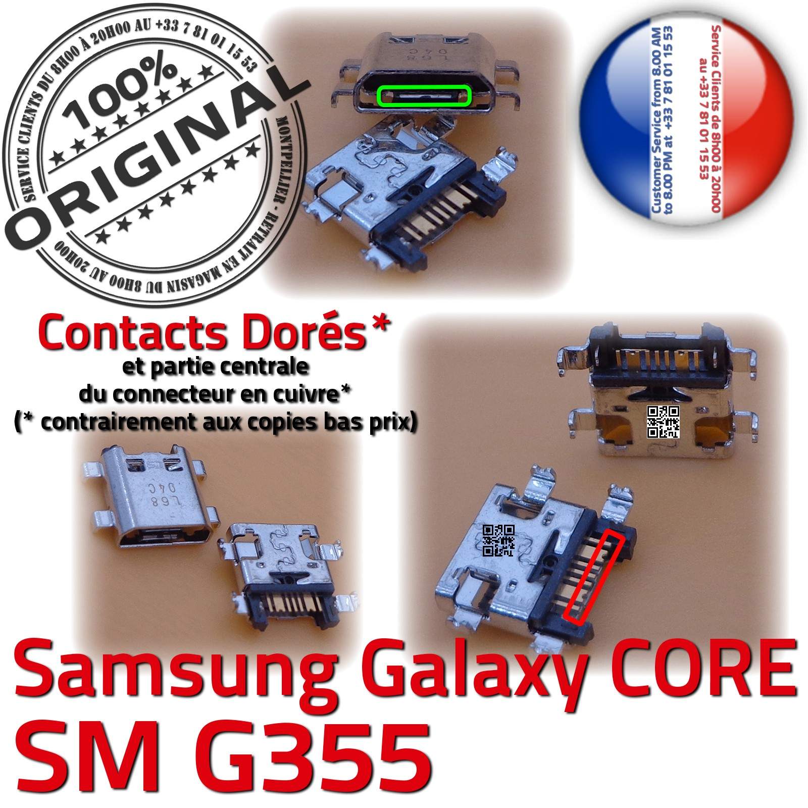 ORIGINAL Samsung Galaxy TAB 3 SM T2100 Connecteur de charge à souder Micro  USB Pins Dorés Dock Prise Connector Chargeur 7 inch