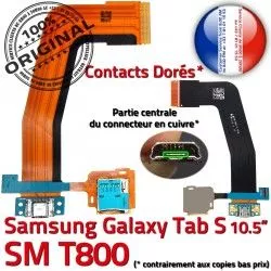 TAB-S Mémoire SM-T800 TAB Galaxy Qualité Nappe Chargeur Doré S ORIGINAL Ch Port USB SD de Prise Connecteur Samsung Micro Charge Lecteur