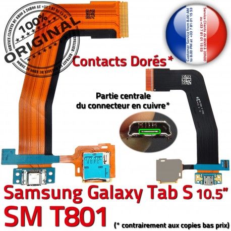 Samsung Galaxy SM-T801 TAB-S Ch de Contacts SM ORIGINAL S T801 Dorés TAB Réparation Chargeur OFFICIELLE Connecteur Charge Qualité USB Micro Nappe