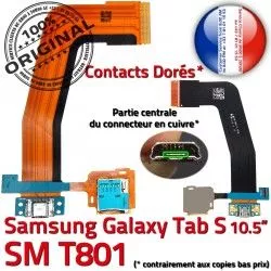 Samsung TAB Lecteur SD T801 S Dorés TAB-S Nappe SM USB Connecteur Charge SM-T801 Contacts Micro de Galaxy ORIGINAL Réparation Chargeur Qualité