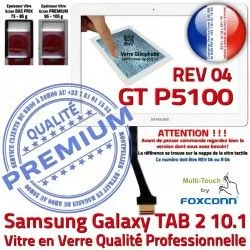 Qualité R TAB2 GT Prémonté Blanche 04 Galaxy Adhésif PREMIUM B LCD P5100 2 GT-P5100 Vitre en Ecran Verre Assemblée TAB Tactile REV Samsung 10.1