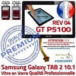 P5100 Adhésif LCD REV GT Supérieure Galaxy Tactile Noir PREMIUM en Vitre Verre Prémonté Samsung TAB-2 Ecran N 10.1 R04 Qualité