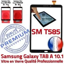 Ecran Supérieure Vitre SM A Verre T585 Galaxy en N PREMIUM Noir aux Tactile TAB-A TAB Samsung Noire 10.1 Qualité SM-T585 Résistante Chocs