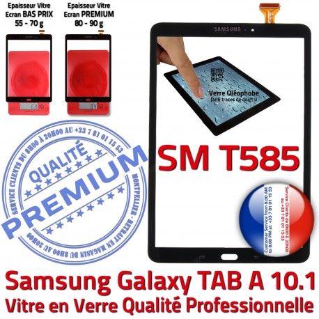 Samsung Galaxy TAB A SM-T585 N Noir en aux 10.1 Résistante Vitre T585 Chocs Ecran Tactile SM Verre Noire TAB-A Qualité Supérieure PREMIUM