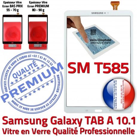 Samsung Galaxy TAB A SM-T585 B Tactile PREMIUM aux Résistante Verre Supérieure Qualité 10.1 T585 Ecran Chocs SM Vitre Blanche Blanc TAB-A en