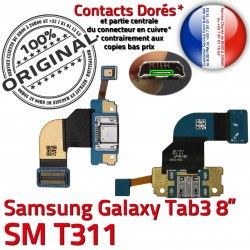 TAB3 Samsung 3 Ch Nappe Réparation SM-T311 Chargeur ORIGINAL MicroUSB Connecteur Contacts Galaxy de Dorés Charge Qualité TAB OFFICIELLE