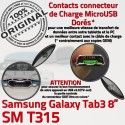 SM-T315 USB TAB3 Prise Charge Connecteur T315 Qualité 3 SM Samsung Réparation de Port Fiche Galaxy Nappe TAB MicroUSB Chargeur ORIGINAL Microphone