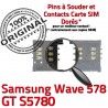 Samsung Wave 578 GT s5780 S ORIGINAL Reader Dorés Connector Pins SLOT Lecteur à Prise Connecteur Carte Card OR Contacts souder SIM