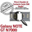 Samsung Galaxy Note GT N7000 S à Connector SLOT SIM Card Contacts Pins Reader Carte Connecteur Lecteur Dorés souder ORIGINAL