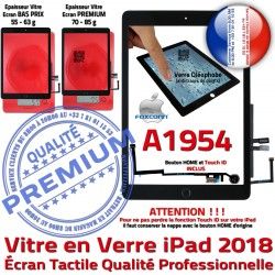 A1954 Fixation iPad Réparation Tablette Qualité Oléophobe Tactile Caméra IC HOME Ecran Verre Noir 6 Nappe - Vitre Monté Adhésif