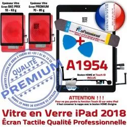 6 PREMIUM Noire KIT Adhésif Bouton Démontage Tactile Precollé Verre Vitre HOME Outils N Qualité iPad A1954 - Réparation Oléophobe PACK