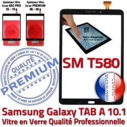 Verre en inch Vitre TAB-A6 Noir Résistante 10.1 Chocs Ecran Supérieure 2016 aux Galaxy PREMIUM Tactile Qualité TAB A6 N Noire SM-T580