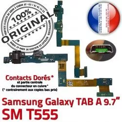 SM Réparation MicroUSB TAB SM-T555 de ORIGINAL Contact A Chargeur Samsung Nappe T555 Connecteur Doré Charge Qualité C OFFICIELLE Galaxy