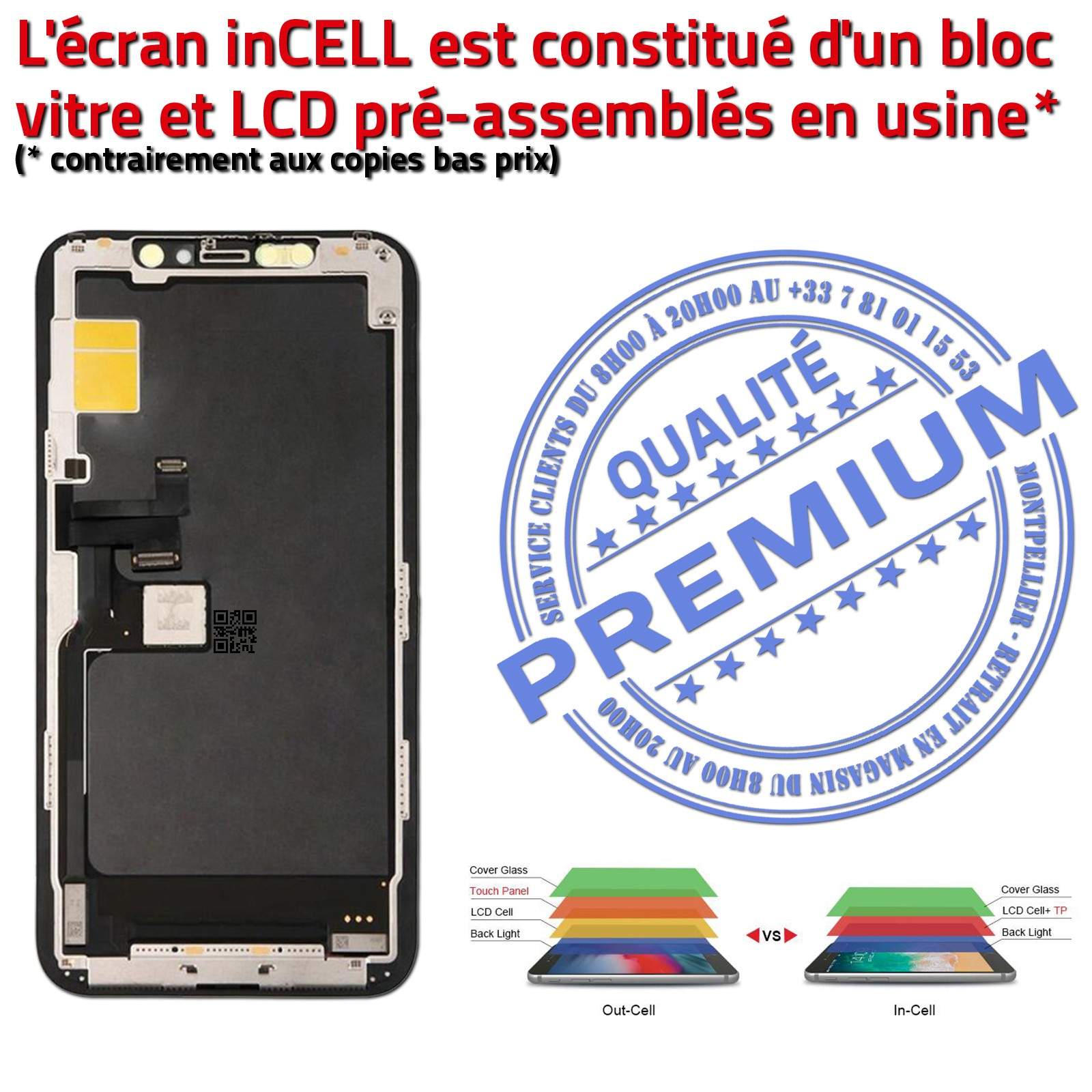 Ecran iphone 11 iphone 11 RETINA LCD VITRE TACTILE SUR CHASSIS