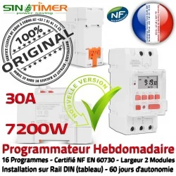 Programmateur Chauffe-Eau Heures Rail Creuses 7200W Automatique Electronique 30A Digital Commutateur SINOTimer Hebdomadaire 7kW Minuteur Jour-Nuit DIN