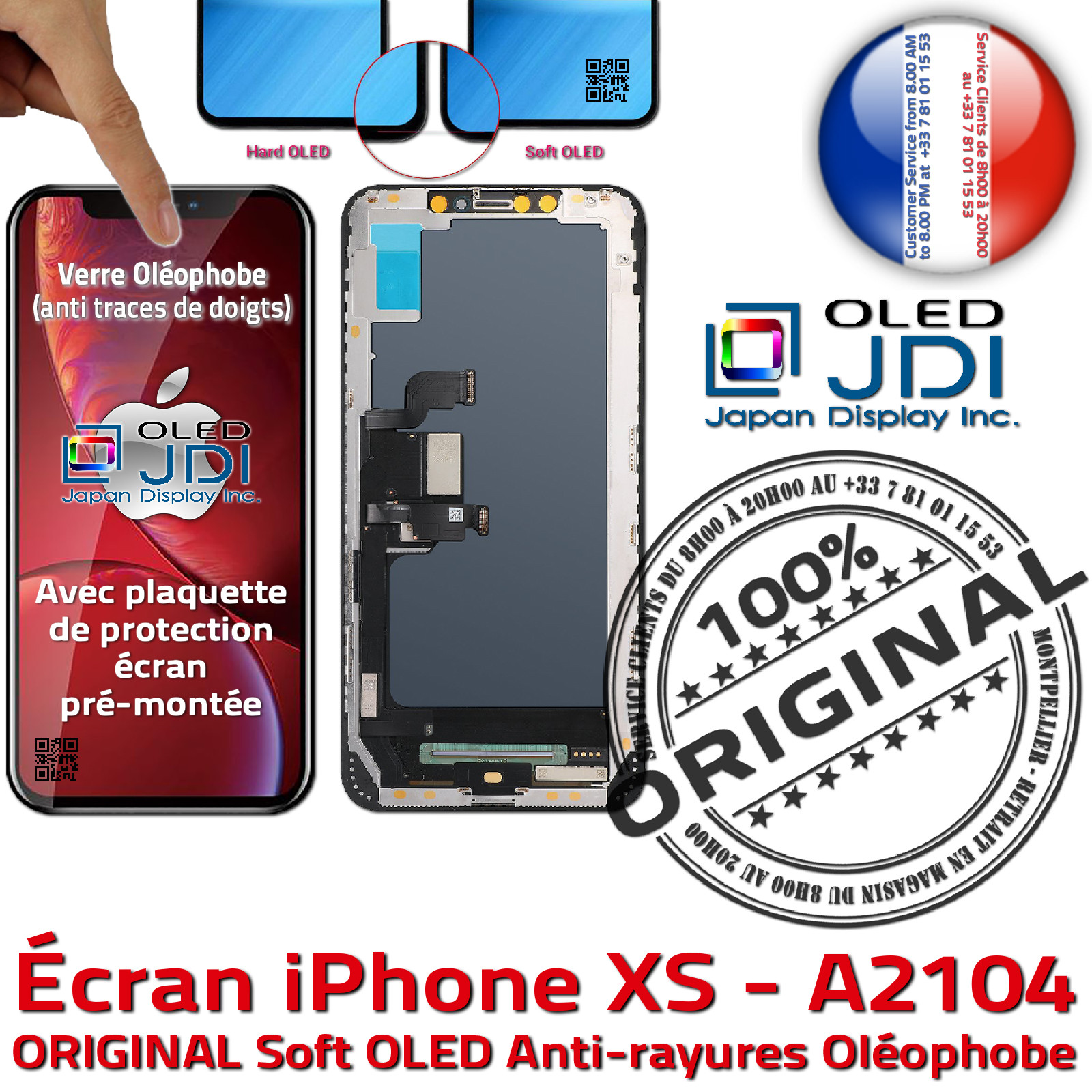 Écran Complet iPhone XR A2105 inCELL Apple PREMIUM Super Retina 6,1 in  Vitre SmartPhone Affichage True Tone Cristaux Liquides