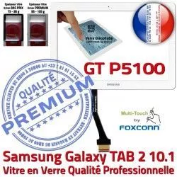 BL P5100 Supérieure Chocs Galaxy Qualité GT-P5100 Résistante Verre aux en PREMIUM 10.1 TAB-2 Blanche Blanc Samsung Ecran Tactile Vitre GT