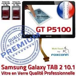 Qualité Résistante Chocs in P5100 Samsung GT-P5100 Supérieure aux Vitre TAB-2 Noir 10.1 Verre en Tactile Galaxy PREMIUM Ecran Noire