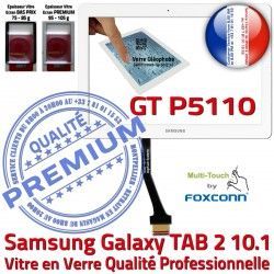 TAB TAB-2 aux Blanche Tactile Galaxy en GT-P5110 10.1 PREMIUM Résistante Blanc 2 Qualité Ecran B Vitre in Chocs Verre Supérieure Samsung