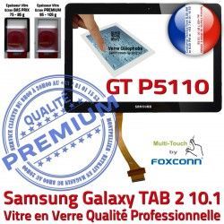 Supérieure Galaxy Noire TAB Ecran Noir aux in Vitre Qualité Samsung Verre Tactile en Chocs 2 GT-P5110 Résistante TAB-2 PREMIUM 10.1 N