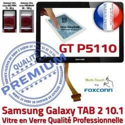 2 PREMIUM TAB-2 10.1 Chocs Samsung Qualité aux Noir in Supérieure Ecran Noire Tactile N Galaxy Verre TAB GT-P5110 Vitre en Résistante