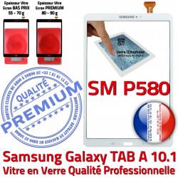 Chocs Samsung Qualité 10.1 Vitre Résistante Supérieure A Tactile Verre B in Blanche en TAB-A PREMIUM SM-P580 Galaxy Ecran aux TAB Blanc