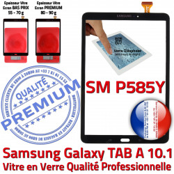 N Chocs Samsung TAB-A aux inch Noire TAB Supérieure Verre A Vitre Qualité Ecran Noir SM-P585Y Galaxy Résistante en Tactile 10.1 PREMIUM