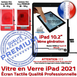 Precollé Verre iPad 2021 Oléophobe Bouton A2603 Tactile Qualité PREMIUM A2604 Remplacement A2602 A2605 Fixation Caméra Vitre Ecran N HOME Noir Adhésif