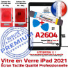 PACK iPad 2021 A2604 Noir Oléophobe HOME PREMIUM Noire Precollé Nappe Adhésif Tactile KIT Verre Bouton Outils Qualité Vitre Réparation
