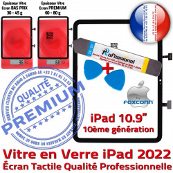 KIT Ecran Adhésif A2757 Precollé Verre Tactile PACK Remplacement Vitre Qualité Professionnelle Prémonté iPad 2022 Noir PREMIUM A2777 Oléophobe A2696