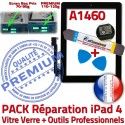 PACK iPad4 A1460 N PREMIUM Vitre 4 Outils Verre Tactile Réparation Qualité Démontage Noire Bouton Oléophobe HOME KIT Adhésif Precollé iPad