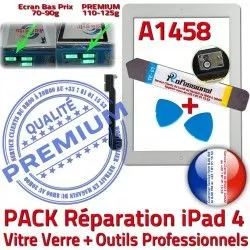 iPad4 Verre PREMIUM Oléophobe Tactile B Réparation Adhésif PACK Blanche Qualité Precollé KIT Bouton Démontage 4 Vitre HOME A1458 Outils iPad