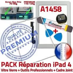 PREMIUM Cadre Réparation B iLAME Apple iPad Verre Vitre Blanche iPad4 4 Joint Precollé Adhésif HOME A1458 PACK Tactile Bouton Outils Tablette