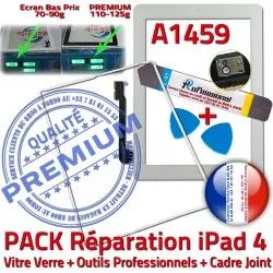 Réparation Tablette Vitre PACK iPad Apple iLAME HOME A1459 Tactile Verre Joint 4 iPad4 Bouton B Precollé Outils Cadre Adhésif Blanche PREMIUM