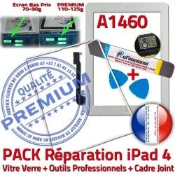 Réparation PREMIUM iPad4 Outils Verre iPad A1460 iLAME HOME Joint B PACK 4 Adhésif Apple Bouton Cadre Precollé Vitre Tactile Blanche Tablette