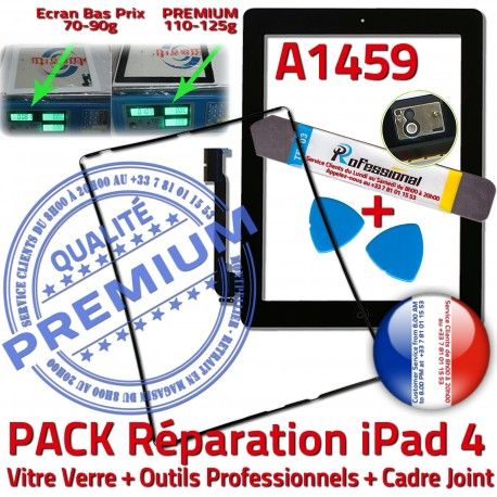 PACK iPad 4 A1459 iLAME Joint N Vitre Adhésif Apple Precollé Verre iPad4 Réparation Bouton Noire Tactile Cadre Tablette Chassis KIT Outils HOME