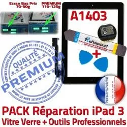 Adhésif Démontage HOME PREMIUM N Tactile Bouton Oléophobe iPad3 Qualité Vitre KIT Outils 3 Réparation Noire Precollé iPad PACK A1403 Verre