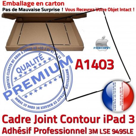 Joint Plastique iPad 3 A1403 N Réparation Cadre Vitre Tablette Châssis Tactile Precollé Apple Contour Adhésif Noir Autocollant Ecran