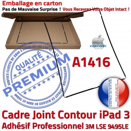 Joint Plastique iPad 3 A1416 N Adhésif Châssis Vitre Tablette Cadre Apple Réparation Ecran Precollé Noir Contour Autocollant Tactile