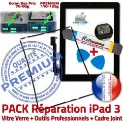 HOME iPad Joint Tablette Verre iLAME Cadre Noire PREMIUM Adhésif Bouton Outils N Apple Precollé Réparation PACK iPad3 3 Vitre KIT Tactile Chassis