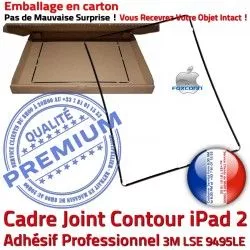 Apple Cadre Plastique Tablette Tactile 2 N Noir iPad ABS Contour Vitre Réparation Ecran Adhésif Joint Châssis Autocollant Precollé