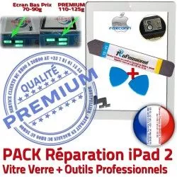 Oléophobe iPad2 Blanche PREMIUM Vitre Precollé B Tactile Qualité 2 Apple iPad Verre Réparation PACK A1396 A1397 Démontage Adhésif KIT Outils Bouton A1395 HOME